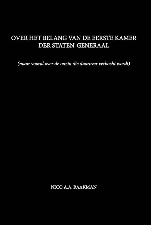 Op = Op Over het belang van de Eerste Kamer der Staten-Generaal / Druk 1
