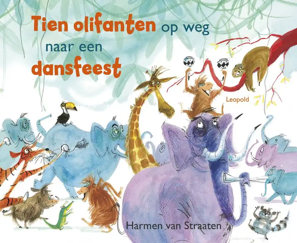 Bestel Nu Tien olifanten op weg naar een dansfeest / Druk 1