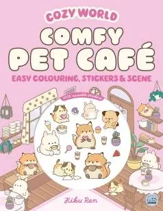 Koopje Cozy World Comfy Pet Cafe: Easy Colouring and Sticker Scene for Teens, Young Adults and Adults